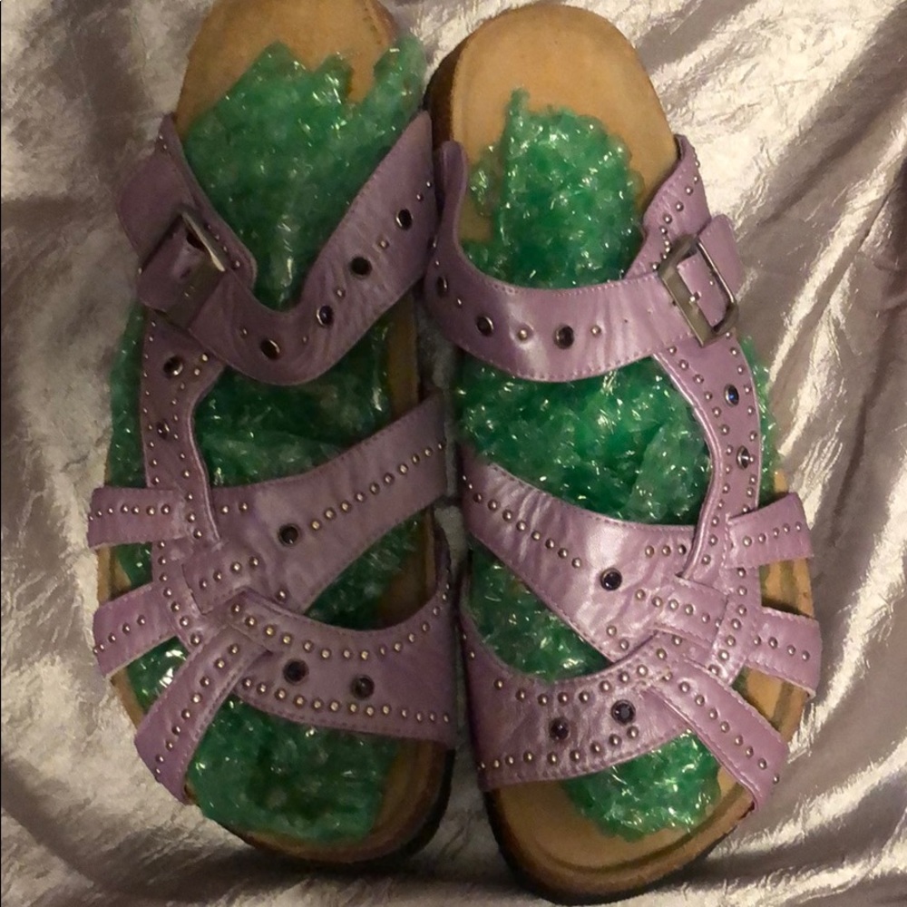 Birkenstock Betula Purple Leather Sandal, Size 10